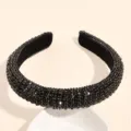 Serre-tête rembourré en strass noir vue détaillée, accessoire de cheveux étincelant fête. - 2.0cm / Noir Entièrement Sertie de Strass