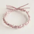 Pink braided hair tie with faux pearls, elastic rubber band scrunchie for daily use. - Pearl Pink