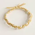 Korean style faux pearl braided hair rope, simple high elasticity rubber band hair accessories for women. - Pearl Yellow