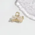 Elegant gold alloy small hair claw clip with faux pearls for women half-tied hair accessories. - 3cm / Artificial Pearl X-Cross