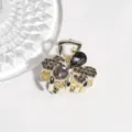 Detailed shot of sparkling rhinestone small hair claw clip alloy hair accessory for styling. - Dark Gray Rhinestone