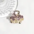 Small rhinestone hair claw clip alloy metal purple crystal hair accessory for women styling - Purple Pink Rhinestone