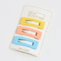 Detailed view of candy color rectangular hair clips set on a card, simple and fresh design. - Hollow Square 2 / 3 Pieces/Pack