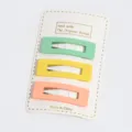 Detail close-up shot of minimalist rectangular candy color hair clips on display card. - Hollow Square 3 / 3 Pieces/Pack