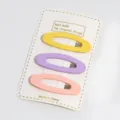 Detailed closeup view of candy color oval hollow hair clips, charming three pieces set. - Hollow Oval 3 / 3 Pieces/Pack