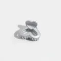 Silver heart hair claw clip, cute mini hair accessory for bangs and styling. Detail view. - Heart Style / S / Silver