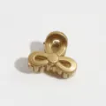 Gold metal mini hair claw clip detail, matte finish clover design for fine hair styling. - Bow / S / Gold