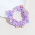 Chouchou violet avec perles colorées, haute élasticité, accessoire élégant pour queue de cheval. - Perle Violette