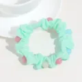 Chouchou cheveux vert menthe avec perles colorées, attache cheveux plissée élastique pour femmes. - Perle Verte