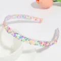 Transparent plastic headband with colorful candy hearts and rhinestones for daily sweet fashion wear. - Heart Candy Color