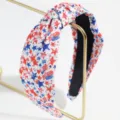 Patriotischer Sternen Streifen Knoten Haarreif für Damen, stilvolles Urlaubs Haaraccessoire. - Blau Rot Kleine Sterne