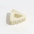 Triangle hair claw clip, Morandi beige color with silver glitter spots for women daily use. - Triangle / White