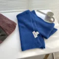 Blauer Strickschal für Damen Winter warm kuschelig dicke einfarbige modische Accessoires - 180cm / Premium Blau
