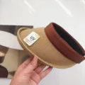 Leerer Stroh-Sonnenhut mit braunem Kontrastband, stilvoller UV-Schutz Sommer Strandkappe. - 56-60 cm / Kaffeebraun