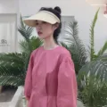 Bast Stroh Sonnenblende Hut für Damen, breite Krempe leer oben Sommer Anti-UV Strandhut. - Verstellbar / Beige