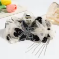 Black white mesh butterfly hair claw rhinestone tassel shark clip elegant hair accessory sku - Butterfly Tassel Style / Beige Butterfly Tassel