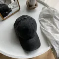 Klassische gewaschene schwarze Baseballkappe, Vintage einfarbige gebogene Krempe Streetwear. - Verstellbar / Schwarz