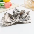 Vintage floral fabric bow hair claw clip elegant spring-summer hair accessory for women. - Blue and Yellow Floral