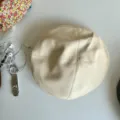 PU leather beret for women, stylish vintage Japanese painter hat, chic autumn winter fashion. - M (56-58cm) / Off White