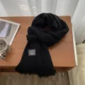 Schwarzer Strickschal mit Fransen, kuscheliger warmer Winterschal für Damen lässiger Alltag. - Schwarz