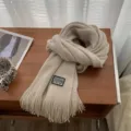 Gemütlicher beigefarbener Strickschal für Damen Winter weicher warmer Fransen Halsswärmer - Gebrochenes Weiß
