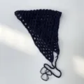 Dunkelblau Häkeln Dreieck Kopftuch Vintage Lochmuster Haarband Vielseitiges Tuch Schleife - Marineblau