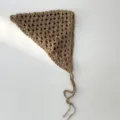 Gestricktes hohles Dreiecktuch Retro Häkel Haarband Mode lässiges Kopftuch für Damen - Khaki