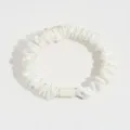 Chouchou de cheveux plissé blanc hautement élastique avec connecteur tubulaire pour coiffure - Blanc