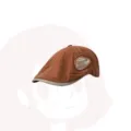 Retro braune Schiebermütze mit Stickerei-Patch, kontrastfarbiger Schirm, Vintage Hut. - M (56-58cm) / Ziegelrot