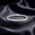 Stunning close-up view of the double-row tennis bracelet showcasing brilliant stones and clasp. - 6.5 Inch / Double Row Tennis Bracelet (BR026300) / 8.23ct / D Color Lab Diamond (2.6mm)