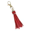 Red PU leather tassel keychain with gold-plated lobster clasp for stylish bags and keys. - Red