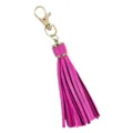 Bright pink PU leather tassel keychain with gold tone hardware bag charm accessory key ring - Rose Red