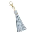 Light grey PU leather tassel keychain with gold tone hardware for bag charm and DIY accessories. - Gray