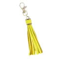 Yellow PU leather tassel keychain with gold clasp, stylish bag accessory and pendant charm. - Yellow
