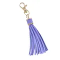 Purple PU leather tassel keychain with gold clasp, stylish bag charm and DIY accessory. - Purple
