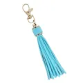 Light blue PU leather tassel keychain with sturdy gold lobster clasp for bags and keys. - Mint Green