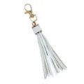 White PU Leather Tassel Keychain Gold Metal Lobster Clasp Bag Charm DIY Accessories - White