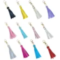 Colorful PU leather tassel keychain bag charm, stylish metal hook accessories for DIY crafts. - Custom Color