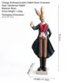 Elegant vintage resin anthropomorphic rabbit figurine in a tuxedo holding a pocket watch - Newly Painted Formal Suit Rabbit - Male