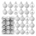 Set of 24 silver Christmas ball ornaments 3cm featuring matte shiny and glitter finishes - Set of 24 / Silver