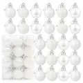 24-piece 3cm white Christmas baubles set with matte, shiny, and glitter finishes - Set of 24 / White