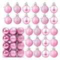 24pcs 3cm pink Christmas ball ornaments set with matte, shiny, and glitter finishes. - Set of 24 / Pink