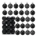 Set of 24 black 3cm Christmas ball ornaments with matte, glossy, and glitter finishes - Set of 24 / Black