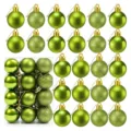 Juego de 24 bolas de Navidad verde lima de 3 cm con texturas mixtas en una caja - Juego de 24 piezas / Verde Militar