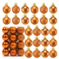 Set de 24 bolas de Navidad naranjas de 3cm con acabados brillantes, mates y purpurina - Juego de 24 piezas / Bronce antiguo