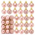 Juego de 24 bolas de Navidad oro rosa con acabados brillantes, mates y de purpurina - Juego de 24 piezas / Rosa oro