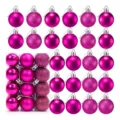 Set de 24 bolas de Navidad fucsia de 3cm con acabados mate brillantes y brillantes. - Juego de 24 piezas / Rosa rojo