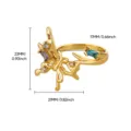 18K gold plated butterfly ring measurements showing 23mm height and 21mm width details. - Purple Butterfly Multi-color Zirconia Style (G127426)