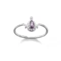 Elegant 18K gold plated ring with pear-cut purple zircon and halo stones - Silver Pear Cut Purple Zirconia Style (P124936)