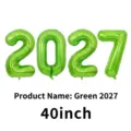 Large 40 inch green foil number balloons 2027 for New Year party celebration decor - 2027 Style / 40 Inch / Green